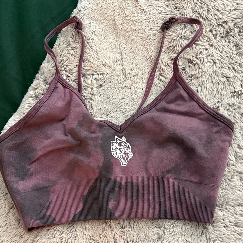 Darc Sport Mauve Tie-Dye Athletic Crop Top & High-Waist Shorts Set - Picture 5 of 7
